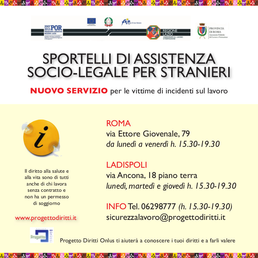 Progetto Diritti sportello
                  legale lavoratori stranieri